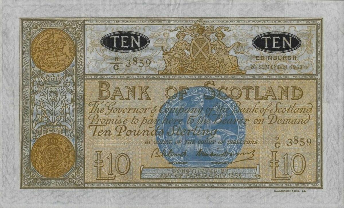 Front of Scotland p93c: 10 Pounds from 1963