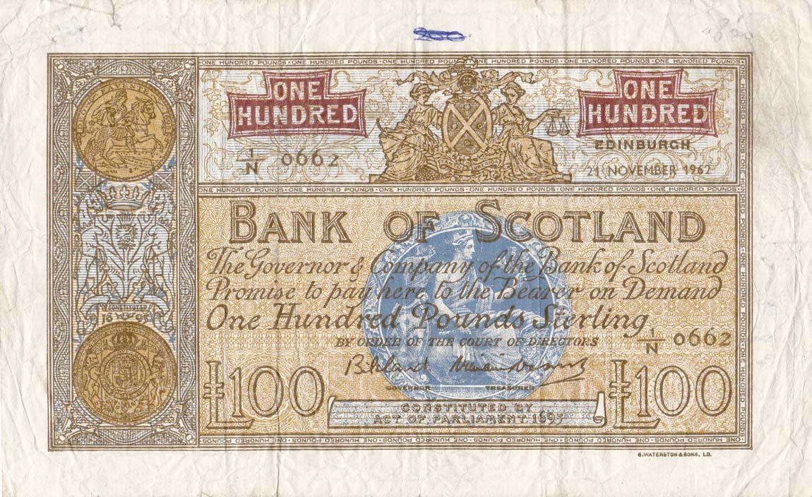 Front of Scotland p95e: 100 Pounds from 1959