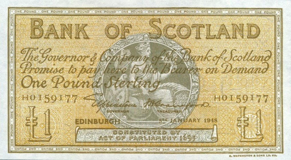 Front of Scotland p96b: 1 Pound from 1945