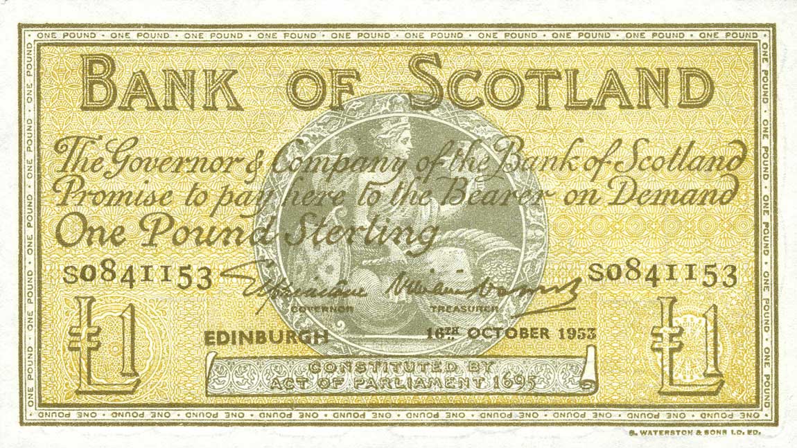 Front of Scotland p96c: 1 Pound from 1953