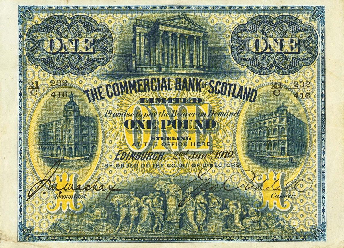 Front of Scotland pS323b: 1 Pound from 1914