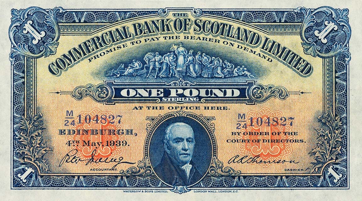 Front of Scotland pS331a: 1 Pound from 1927