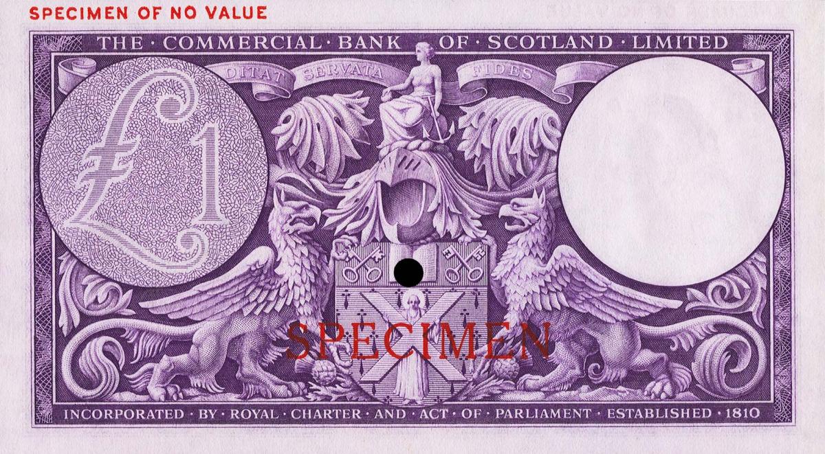 Back of Scotland pS332s: 1 Pound from 1947