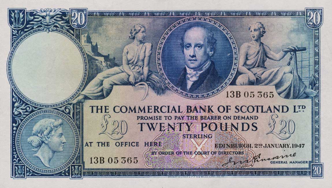 Front of Scotland pS334: 20 Pounds from 1947