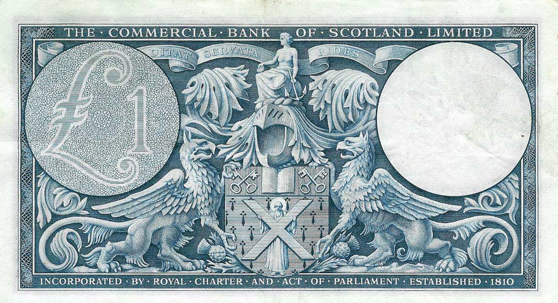 Back of Scotland pS336: 1 Pound from 1954