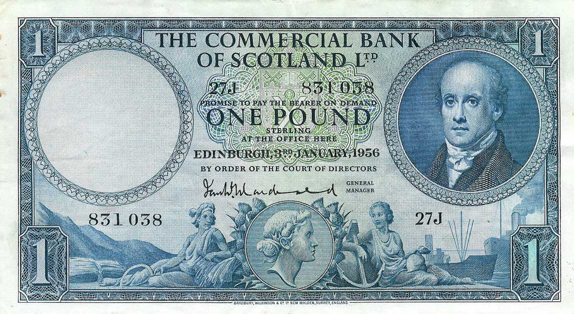 Front of Scotland pS336: 1 Pound from 1954