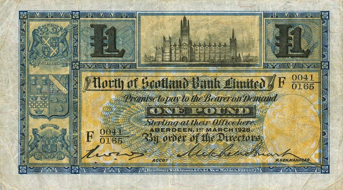 Front of Scotland pS638b: 1 Pound from 1926