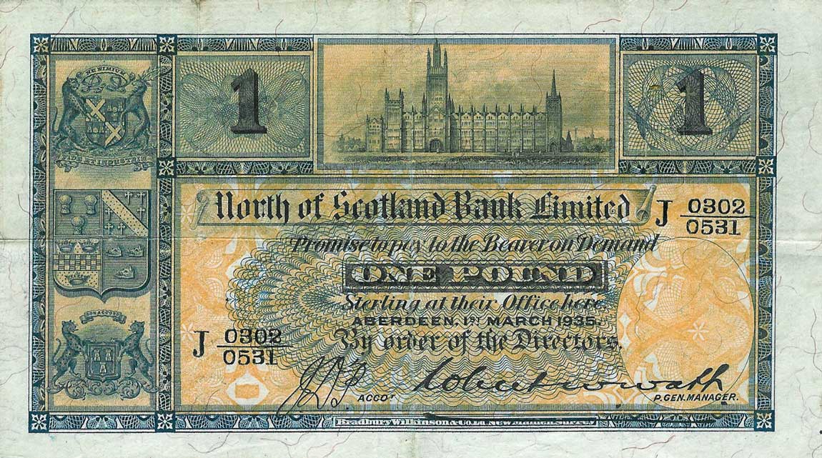 Front of Scotland pS639: 1 Pound from 1928