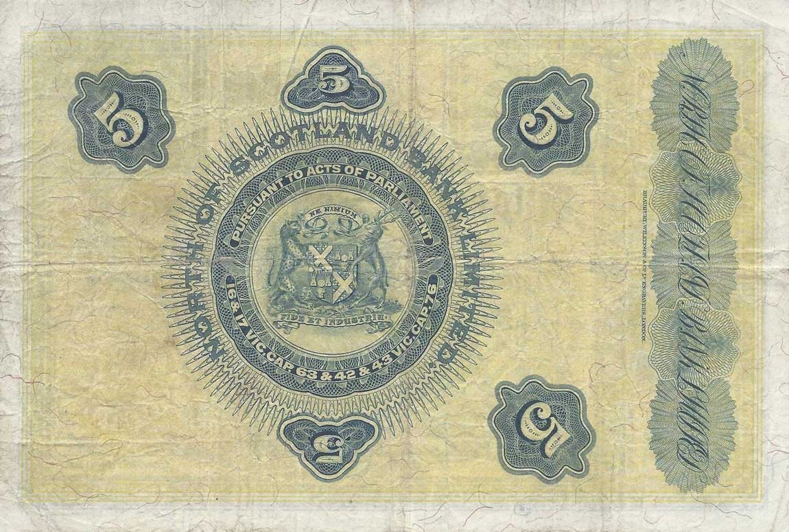 Back of Scotland pS640a: 5 Pounds from 1928