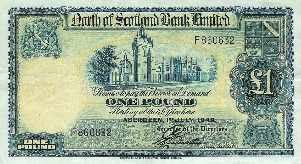 Front of Scotland pS644: 1 Pound from 1938