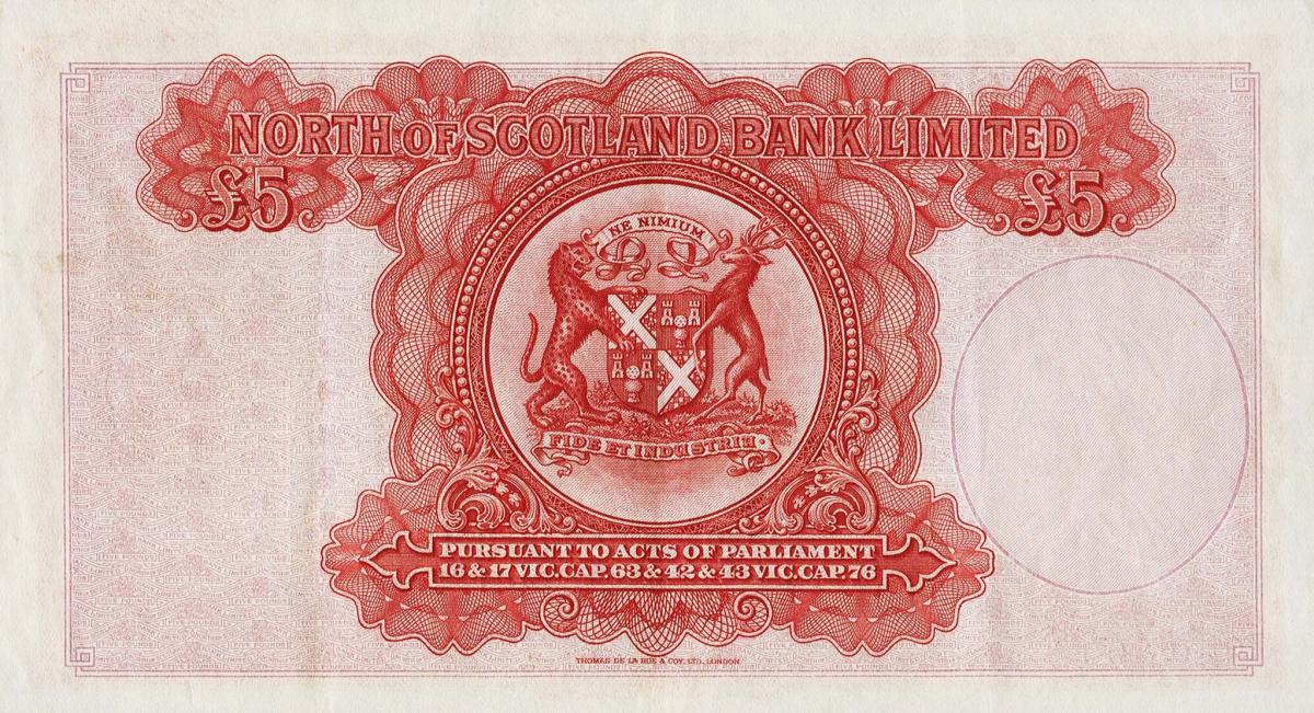 Back of Scotland pS645: 5 Pounds from 1938