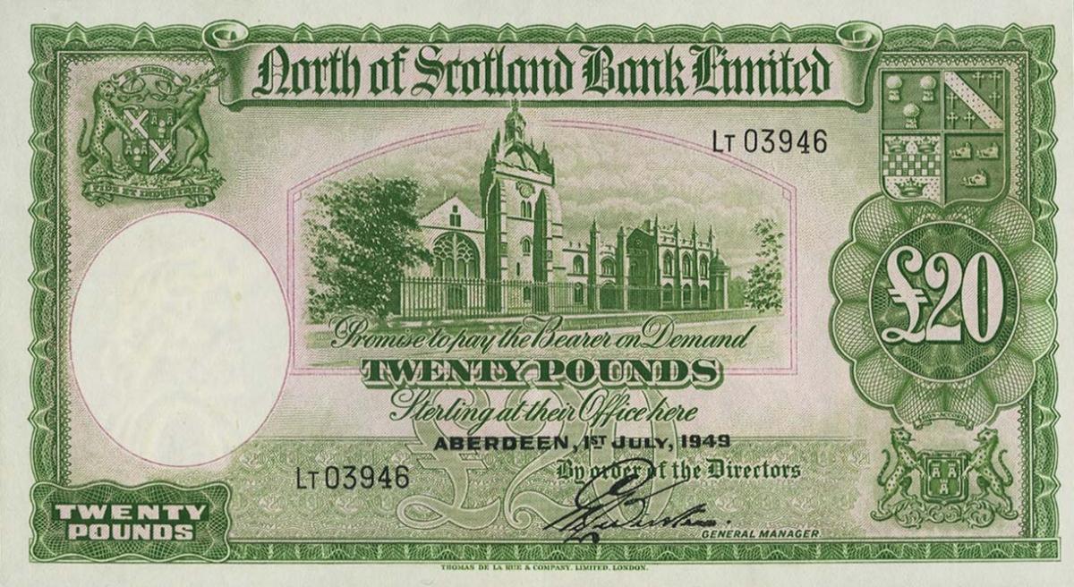 Front of Scotland pS646: 20 Pounds from 1938