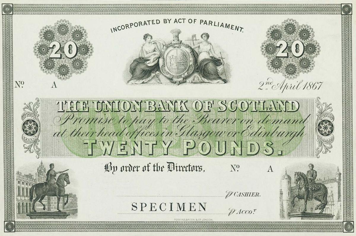 Front of Scotland pS777: 20 Pounds from 1867