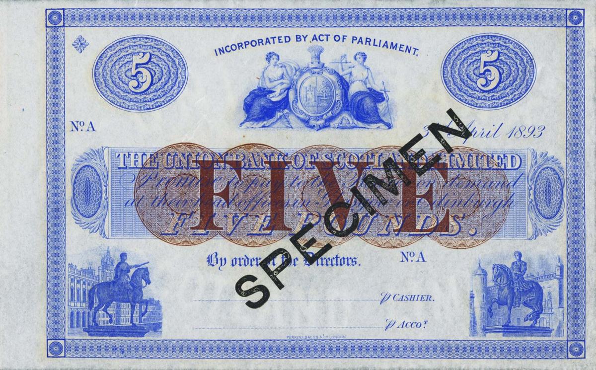 Front of Scotland pS800s: 5 Pounds from 1893