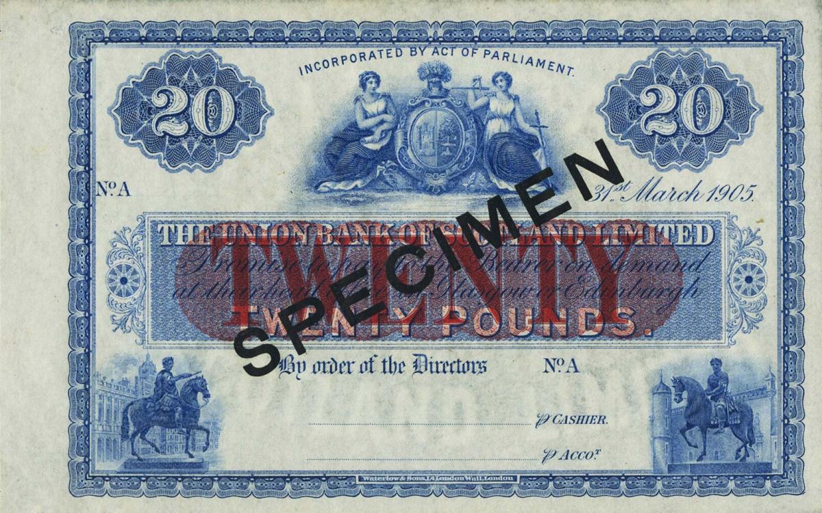 Front of Scotland pS808s: 20 Pounds from 1905