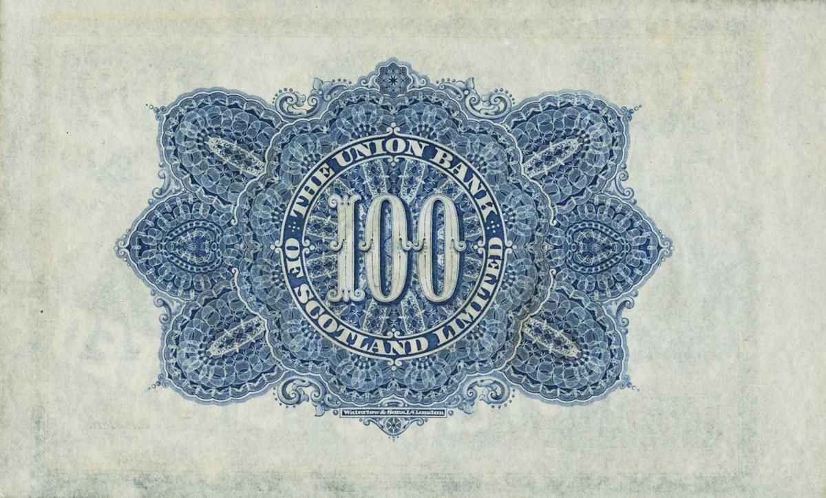 Back of Scotland pS809s: 100 Pounds from 1905