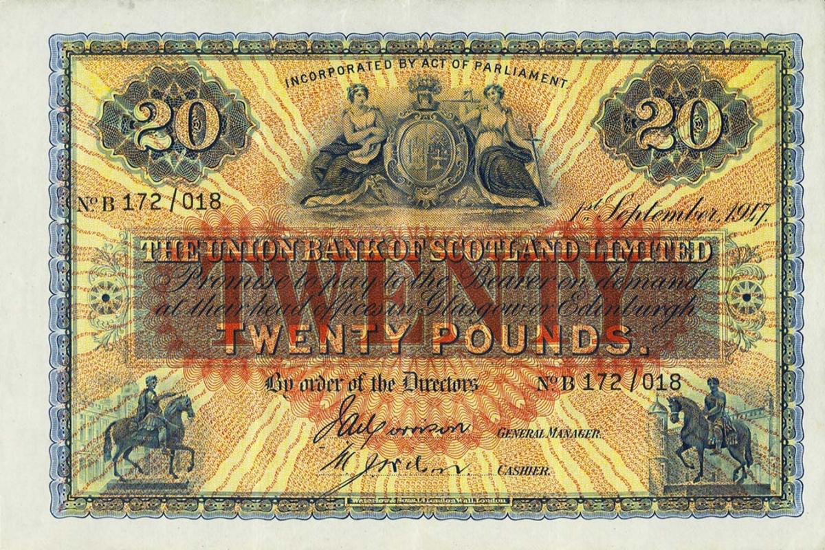 Front of Scotland pS813c: 20 Pounds from 1942