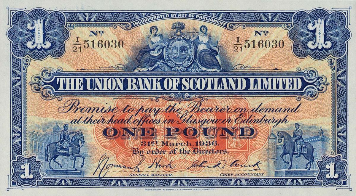 Front of Scotland pS815b: 1 Pound from 1929