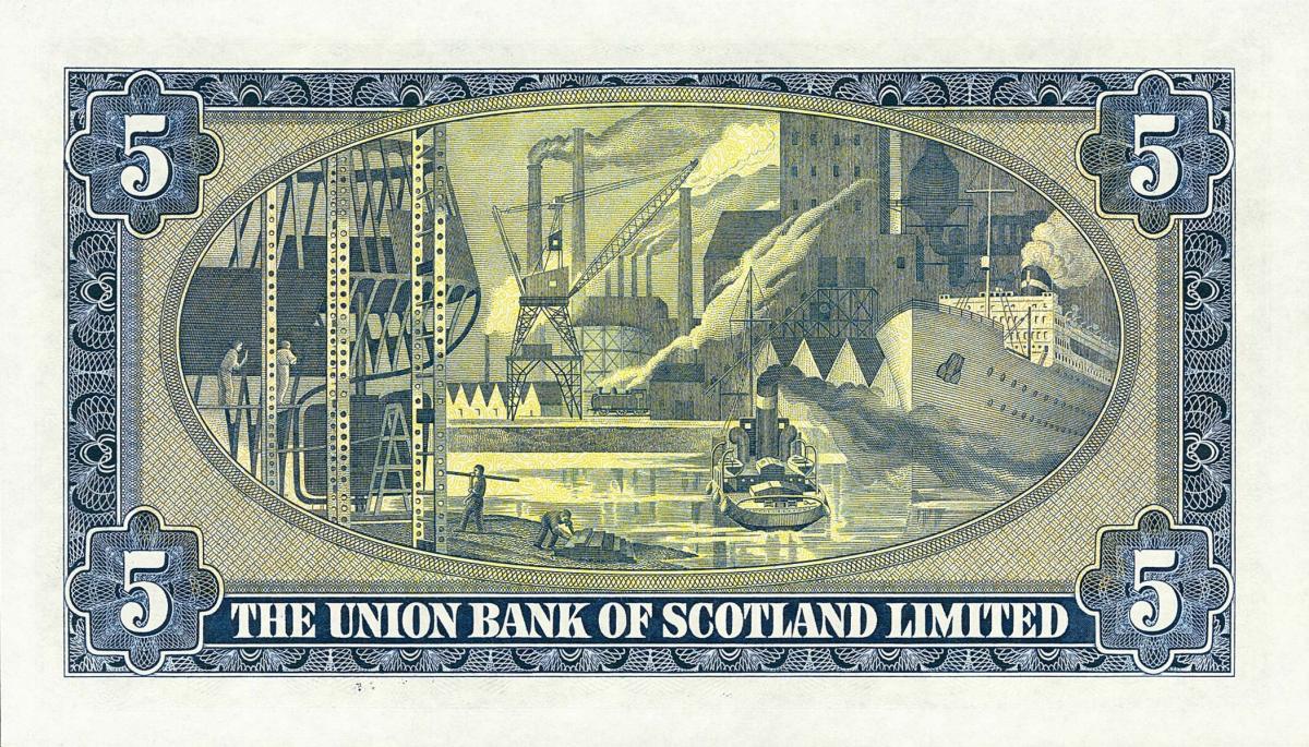 Back of Scotland pS817a: 5 Pounds from 1950