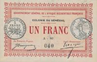 Gallery image for Senegal p2b: 1 Franc from 1917