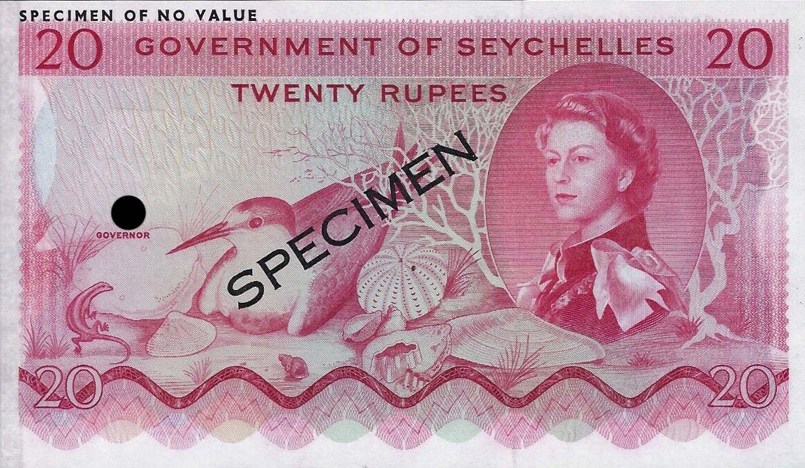 Front of Seychelles p16ct: 20 Rupees from 1974