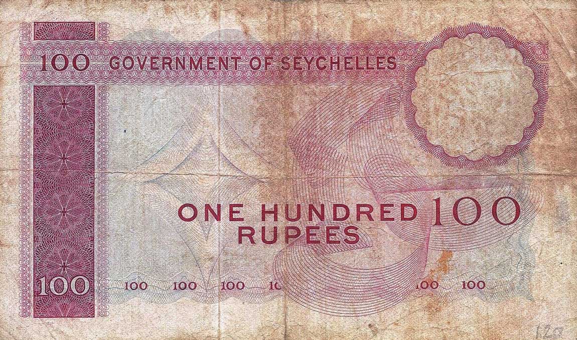 Back of Seychelles p18a: 100 Rupees from 1968