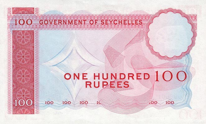 Back of Seychelles p18e: 100 Rupees from 1975