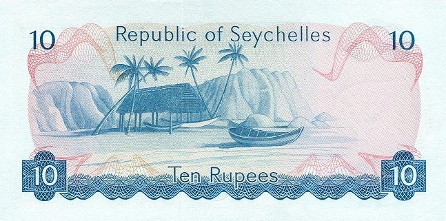 Back of Seychelles p19a: 10 Rupees from 1976