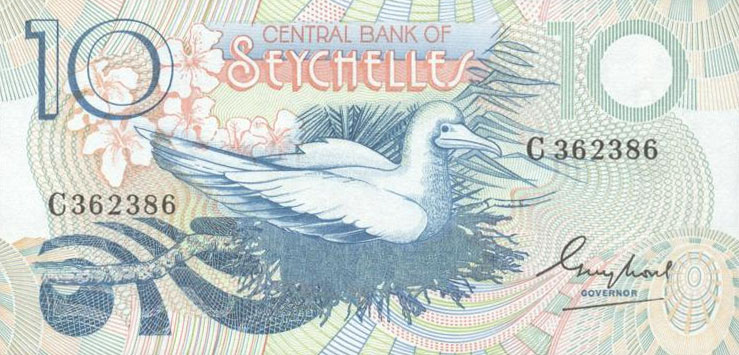 Front of Seychelles p28a: 10 Rupees from 1983