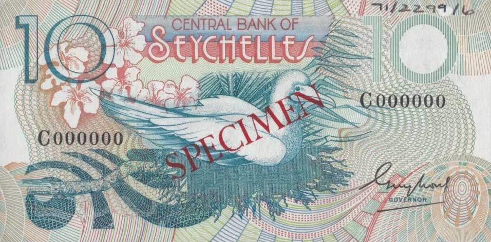 Front of Seychelles p28s: 10 Rupees from 1983