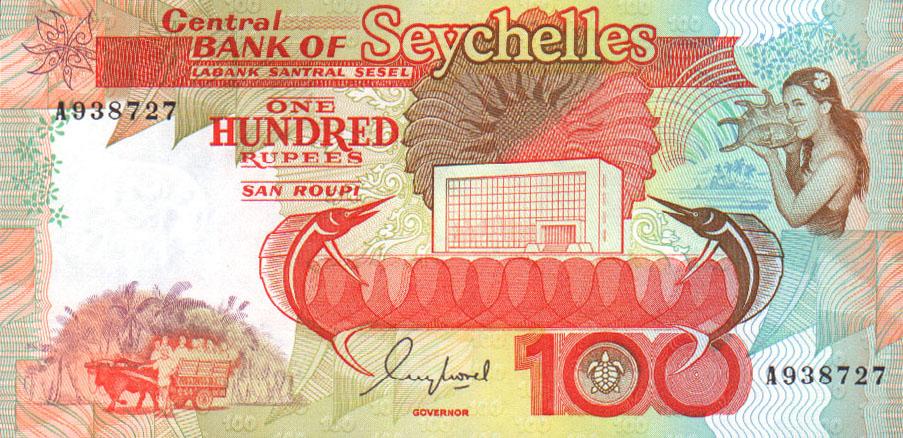 Front of Seychelles p35a: 100 Rupees from 1989