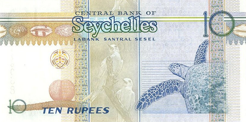 Back of Seychelles p36a: 10 Rupees from 1998