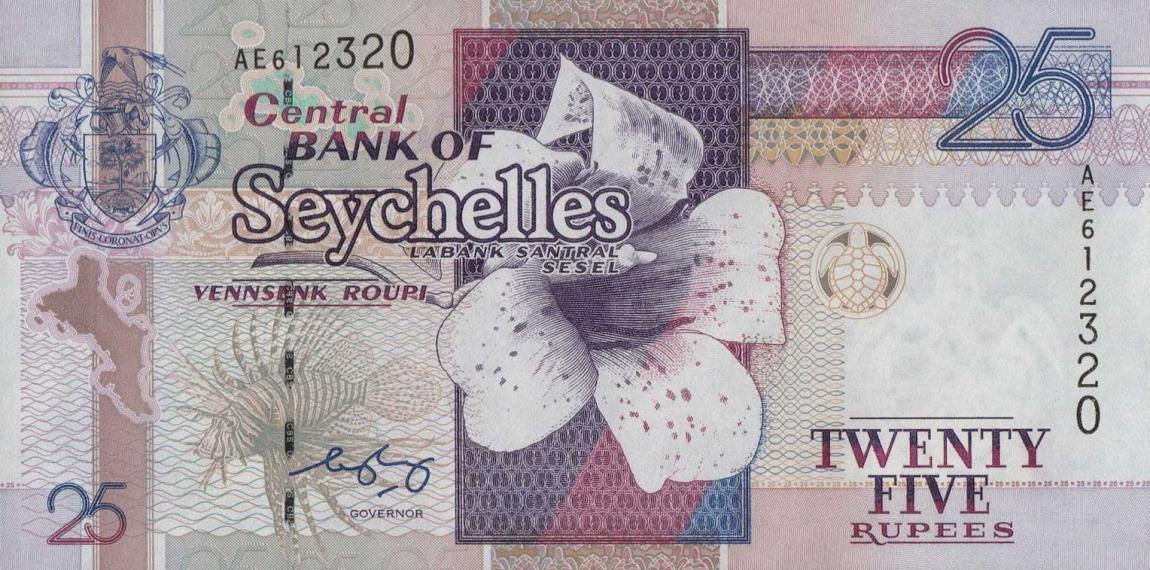 Front of Seychelles p37b: 25 Rupees from 1998