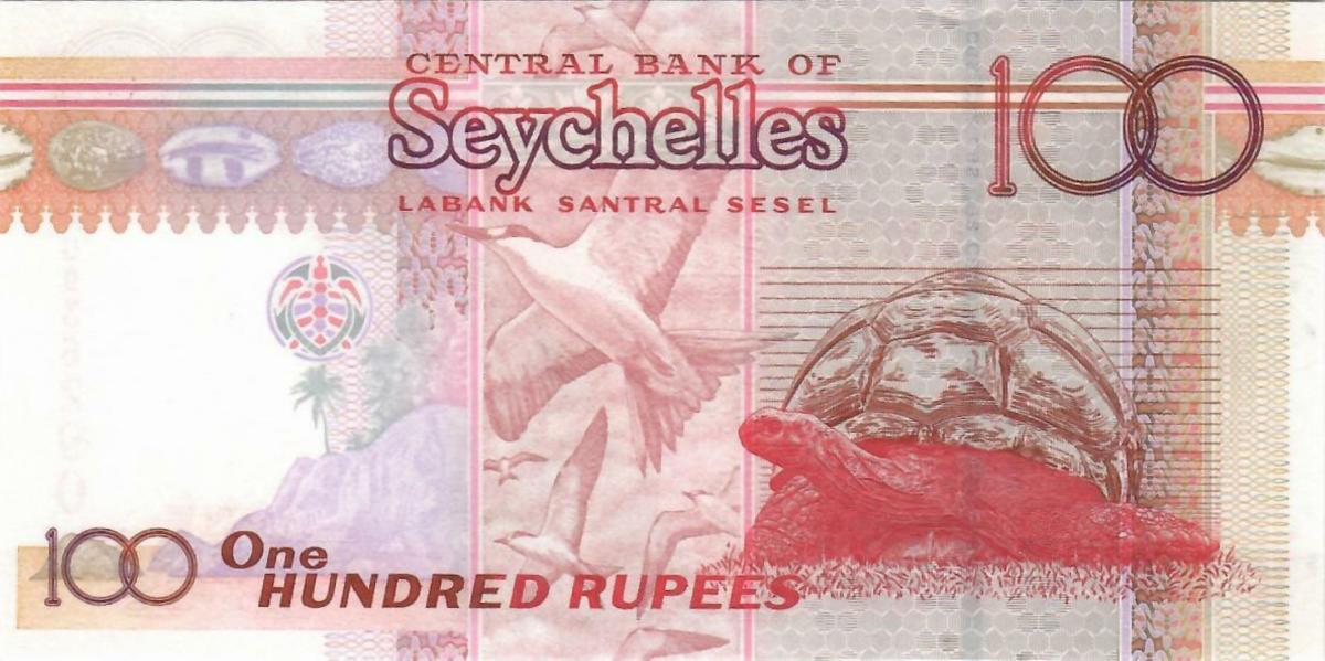 Back of Seychelles p40b: 100 Rupees from 2001