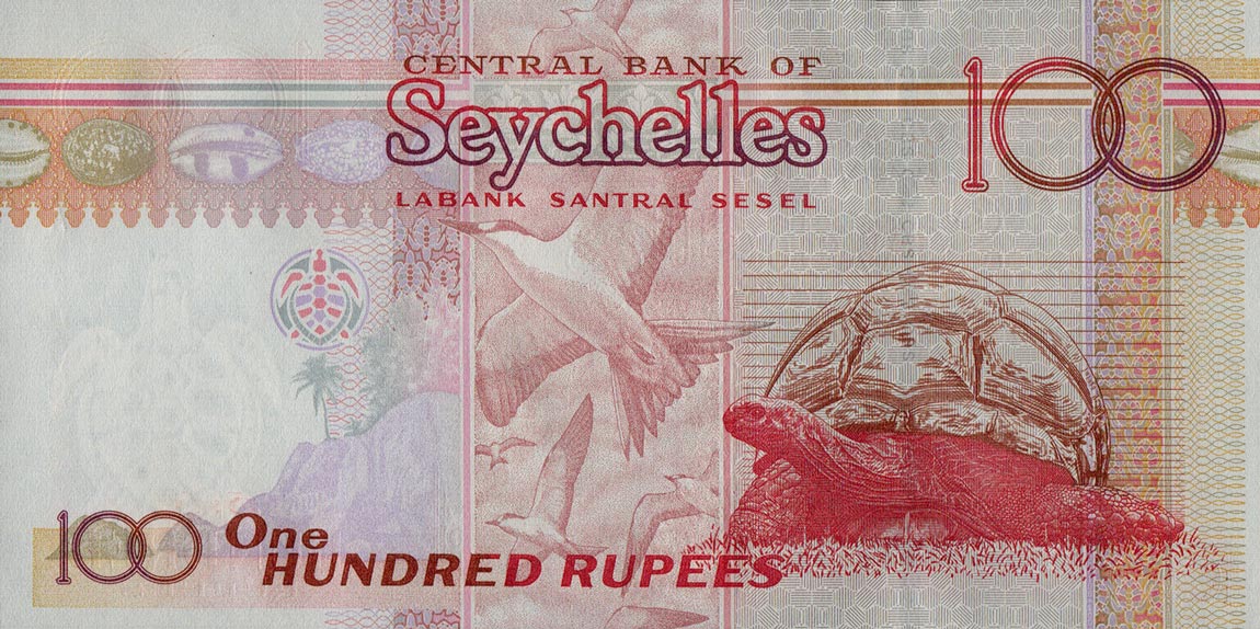 Back of Seychelles p40c: 100 Rupees from 2001