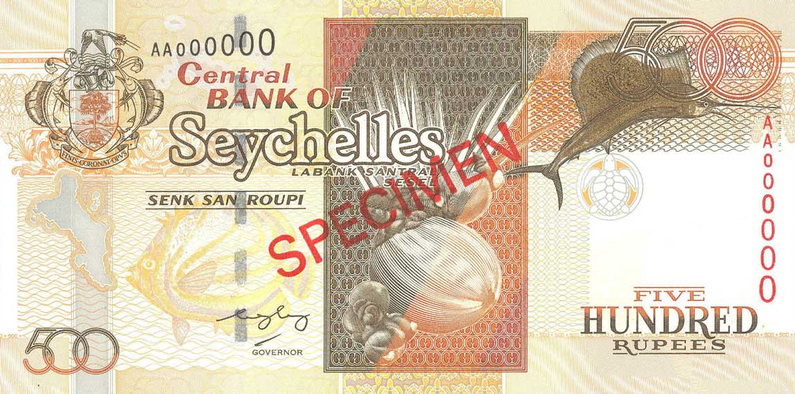 Front of Seychelles p41s: 500 Rupees from 2005