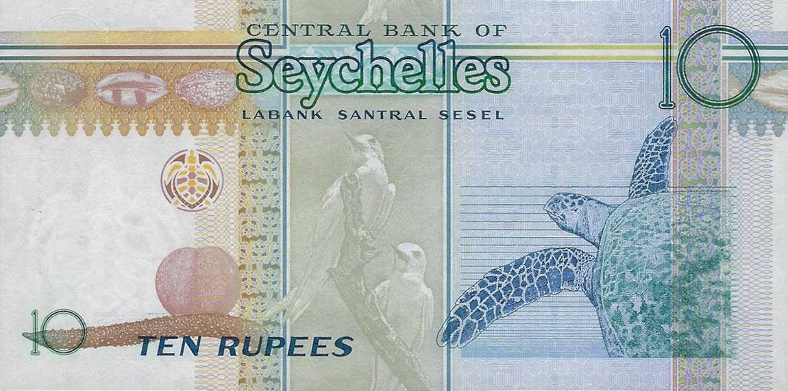 Back of Seychelles p42: 10 Rupees from 2013