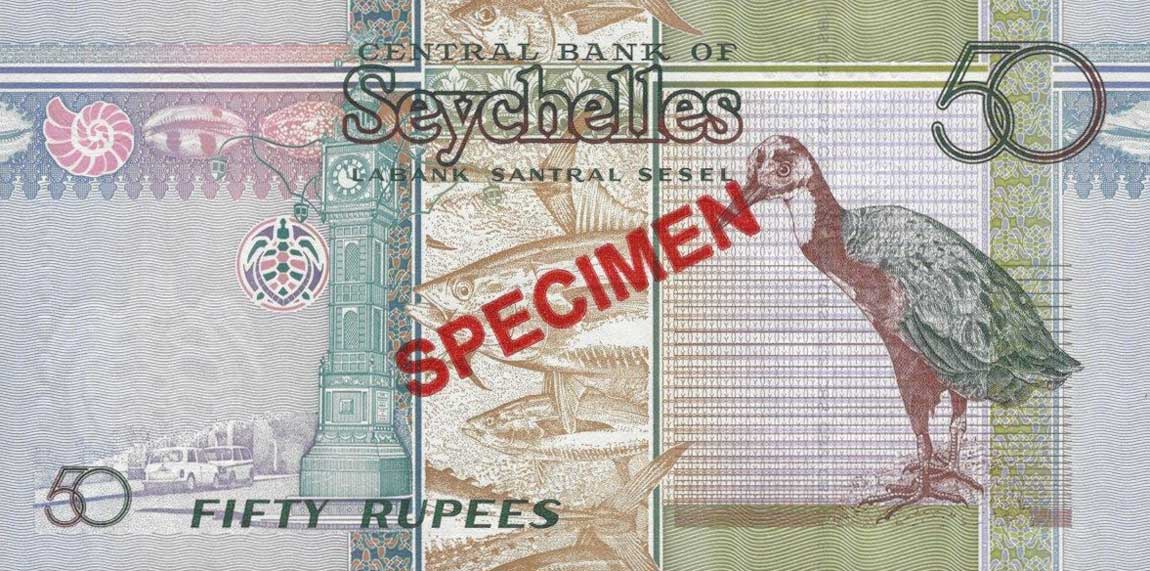 Back of Seychelles p43s: 50 Rupees from 2011