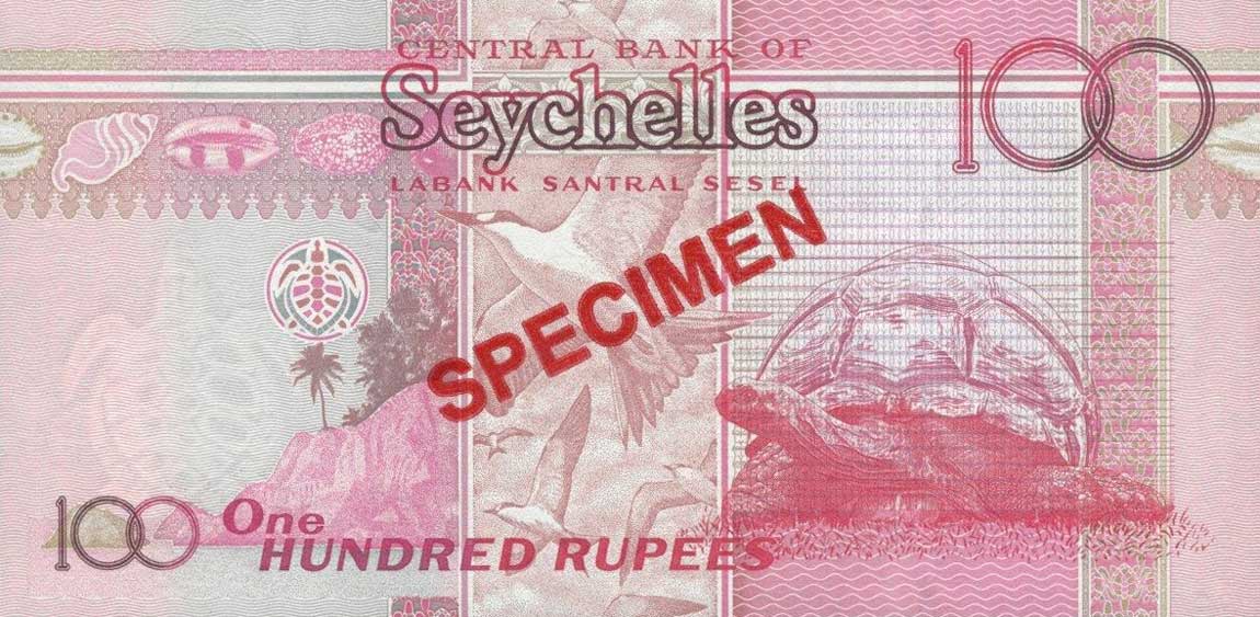 Back of Seychelles p44s: 100 Rupees from 2011