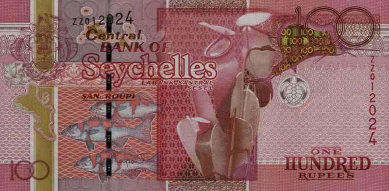 Front of Seychelles p44r: 100 Rupees from 2011