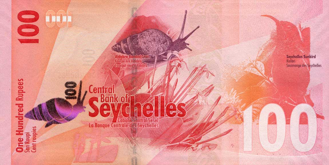 Back of Seychelles p50: 100 Rupees from 2016