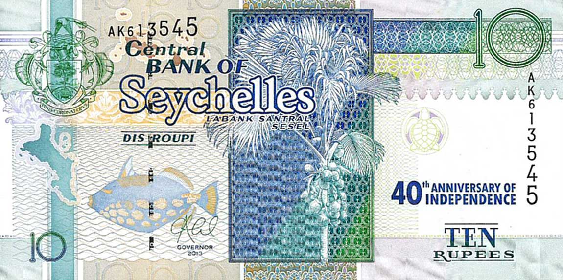 Front of Seychelles p52: 10 Rupees from 2013