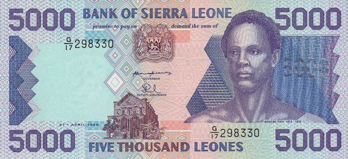 Front of Sierra Leone p21b: 5000 Leones from 1996