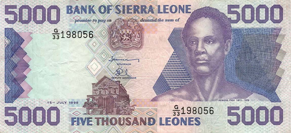 Front of Sierra Leone p21d: 5000 Leones from 1998