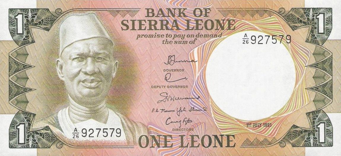 Front of Sierra Leone p5d: 1 Leone from 1981