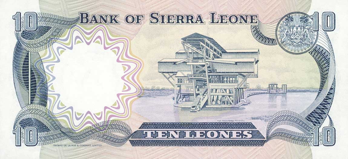 Back of Sierra Leone p8c: 10 Leones from 1984