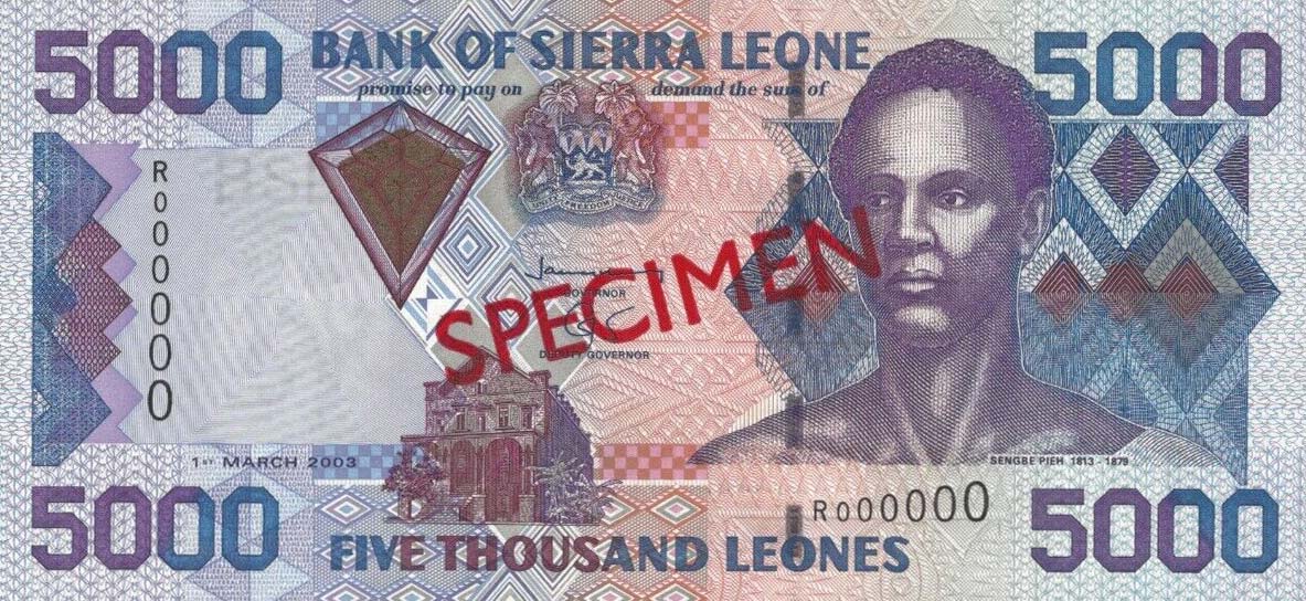 Front of Sierra Leone p27s: 5000 Leones from 2002