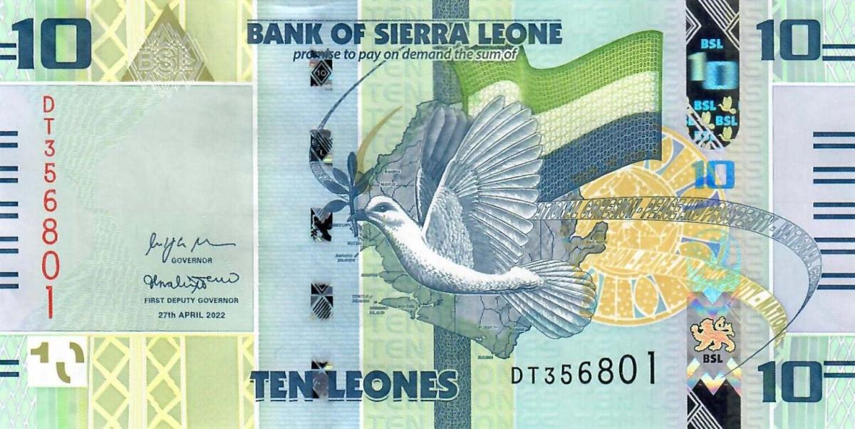 Front of Sierra Leone p37: 10 Leones from 2022