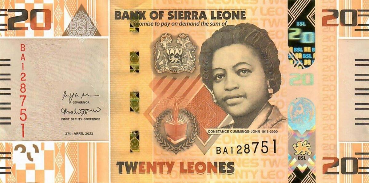 Front of Sierra Leone p38: 20 Leones from 2022