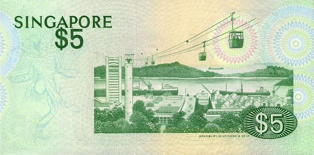 Back of Singapore p10a: 5 Dollars from 1976